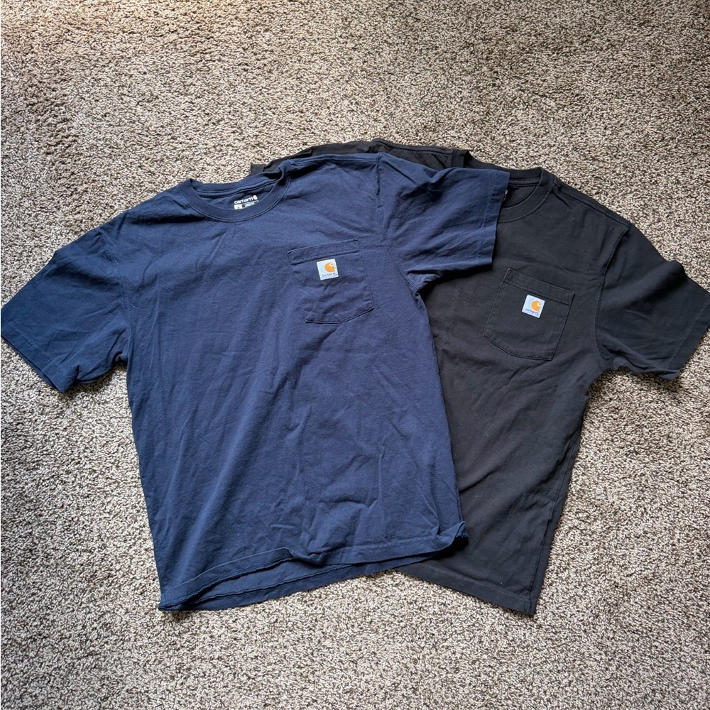 Carhartt Men’s Short-Sleeve Pocket Tees — Navy & Black